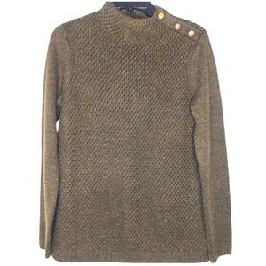 TALBOTS Beautiful Knit Mock Neck Sweater Button XS